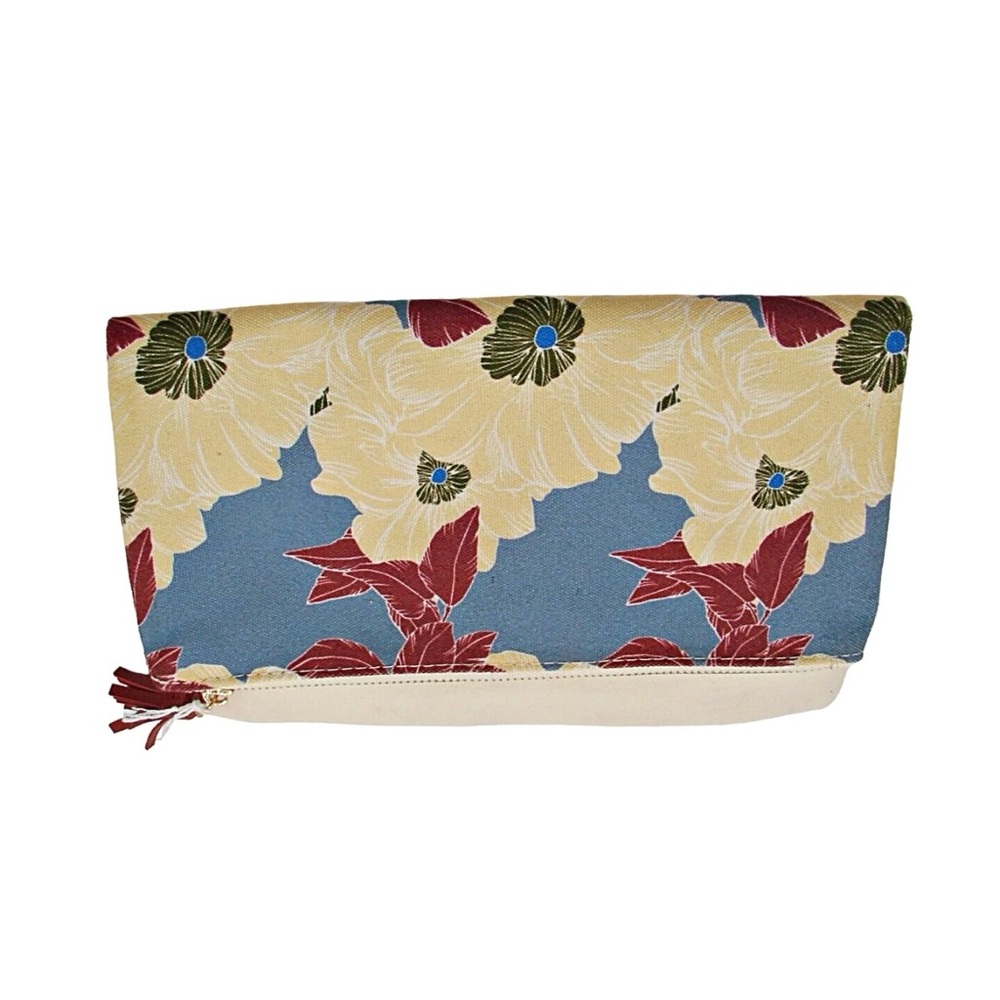 Rachel Pally Blue and Cream Floral Cosmetic Bag